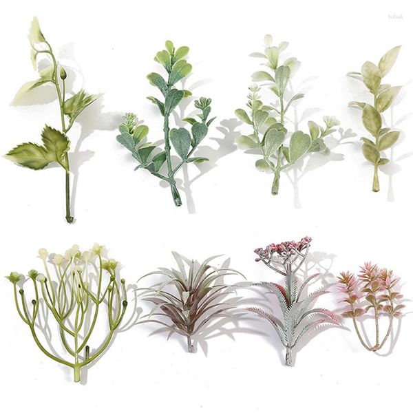 Fleurs décoratives 10 pièces décoration de fête à la maison simulée plante verte artificielle fausses plantes eucalyptus fleur fougères feuille