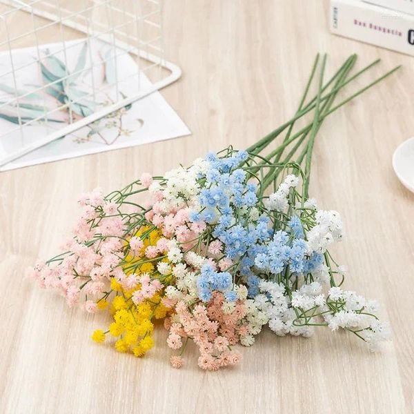 Flores decorativas 10 piezas de látex aliento de bebé tacto real Gypsophila artificial DIY ramo de novia fiesta de boda decoración del hogar negocio