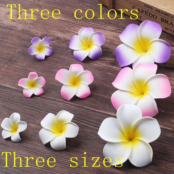 Fleurs décoratives 10pcs / lot 4/6 / 8cm Plumeria Hawaiian mousse Frangipani Artificiel Flower Headress Party Party Home Decoration