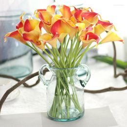 Decoratieve bloemen 10 stks/veel kunstmatige calla lily pu real touch bruid boeket bloemen feestje bruiloft decor kransen 10 kleuren mix kleur