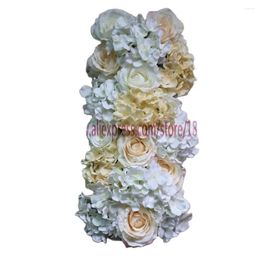 Fleurs décoratives 10pcs / lot Silk artificiel Rose et hydrangea Arch Flower Decoration Runner Stage de mariage Mixcolor Tongfeng