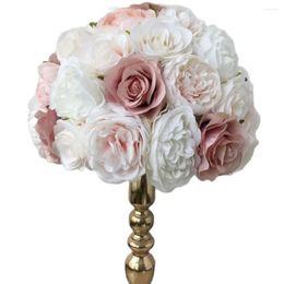 Fleurs décoratives 10 pcs/lot soie artificielle Rose fleur Table de mariage pièce maîtresse décoration mur toile de fond Mixcolor TONGFENG