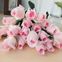 Fleurs décoratives 10 Pcs/lot main sentir réel toucher Latex Rose artificielle mariage mur toile de fond maison affichage Roses fleur