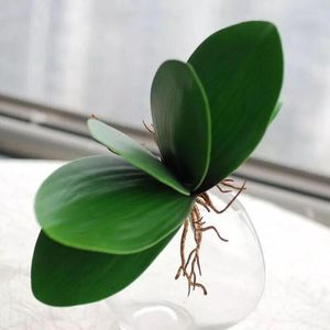 Decoratieve bloemen 10 stks/lot Home Woonkamer Decor Green Butterfly Orchid Leaf El Cafe Banquet Party Favor PVC Artificial Flower Plant