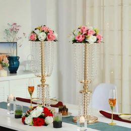 Fleurs décoratives 10pcs / lot de mariage Road plomb de 80 cm de haut de la fleur en cristal en acrylique