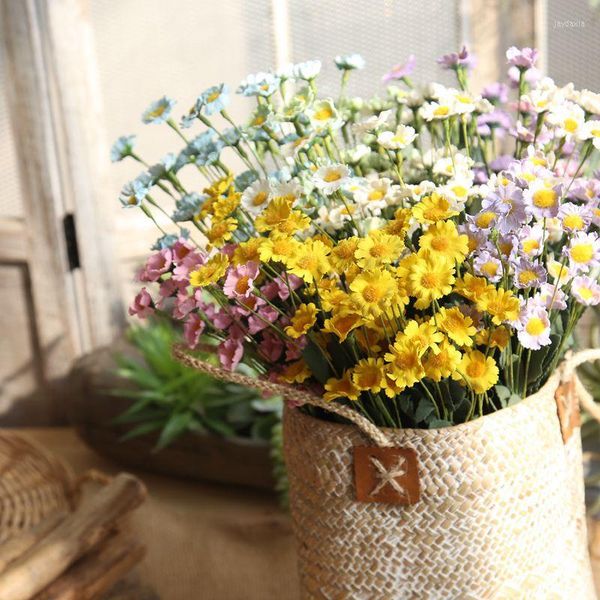 Flores decorativas 10 unids/lote venta al por mayor 15 cabezas pequeñas margaritas de espuma PE decoración de boda falsa muebles para el hogar