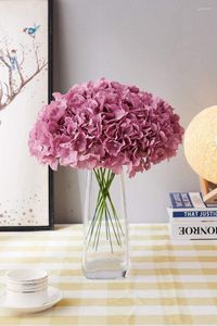 Fleurs décoratives 10 pièces mauve artificielle hortensia soie grosses têtes avec tiges pour centres de table de décoration de mariage