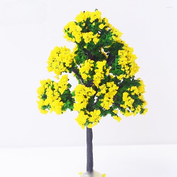 Fleurs décoratives 10 pièces Micro paysage modèle arbre fait à la main en plastique fleur aménagement paysager petite scène Miniature de sable architectural