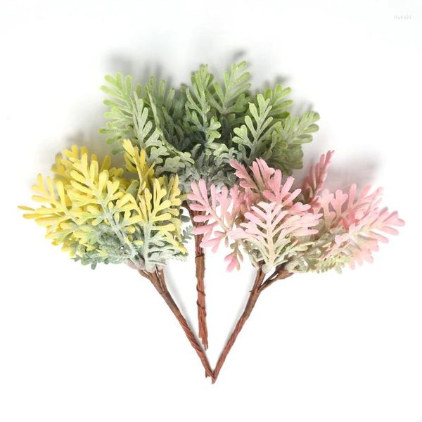 Flores decorativas 10 piezas mini hoja de bellota flor artificial planta ramo boda hogar decoración navideña DIY corona álbum de recortes artesanía falsa