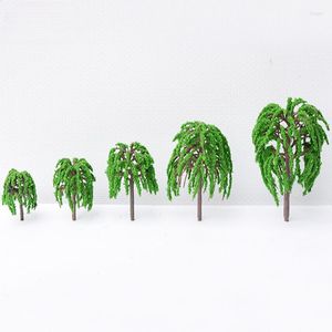 Fleurs décoratives 10 pièces Mini Simulation Willow Tree modèle fini en plastique scène Construction bac à sable à la main Micro paysage