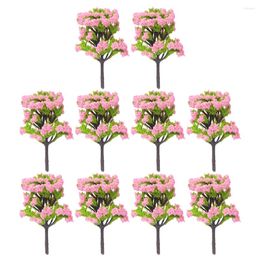 Fleurs décoratives 10pcs Miniatures Flower Tree Plastic Scale 1: 100 pour la construction / sable Table / train Modèles de chemin de fer Décoration de paysage