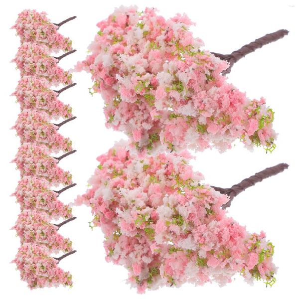 Fleurs décoratives 10 pièces modèle arbre Miniature paysage en plastique fleur de cerisier scénique bricolage artisanat paysage bâtiment sable Table décor