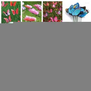 Decoratieve bloemen 10 STKS Meerkleurige simulatie Vlinder met staven Bonsai-ornamenten Tuindecoratie Levensechte inzet Tuin Gazon Decor