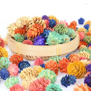 Fleurs décoratives 10 pièces multi-tailles colorées pommes de pin naturelles mini noix fruits artificiels pour la maison décor de mariage décoration d'arbre de noël