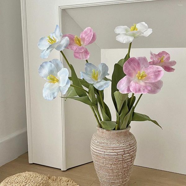 Fleurs décoratives 10pcs ouverts Tulip Fleur de soie artificielle pour décoration de maison Mariage Bouquet Bouquet Arrangement de la salle de mariage fausse tulipes