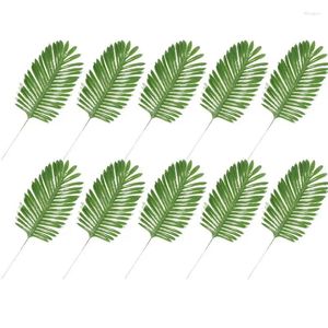 Fleurs décoratives 10pcs Palm Plantes artificielles Feuilles à la maison Décoration du tournesol à queue lâche Fake Tropical Desktop Decor Craft