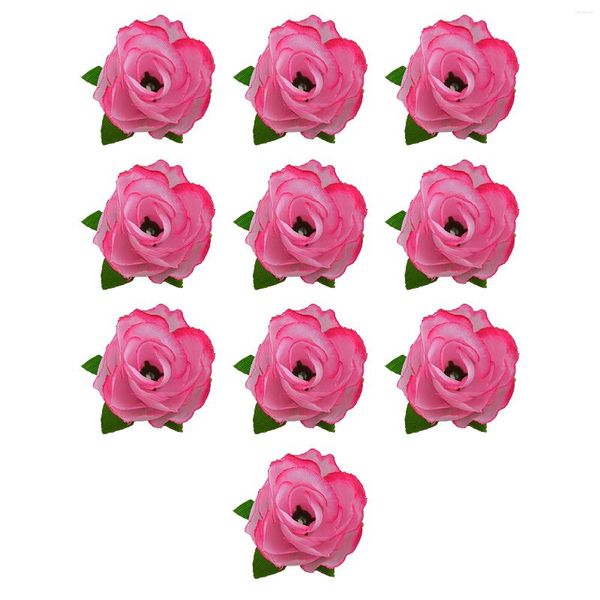 Fleurs décoratives 10pcs Party Wedding Diy Craft Table Centre maître artificiel Rose Head Home Decor Salon Romantique Fake Wall Acces Silk