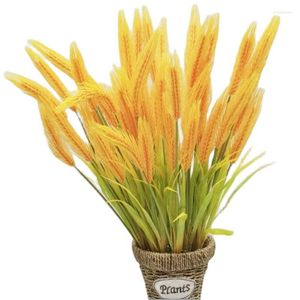 Fleurs décoratives 10 pièces en plastique blé plante artificielle jaune verdure végétation paddy riz pour mariage Arrangement Floral décoration