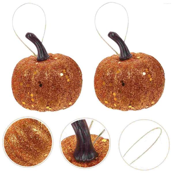 Flores decorativas 10 Uds calabaza brillo estatuilla artificial cosecha de Navidad calabazas miniaturas para fiesta de Acción de Gracias naranja