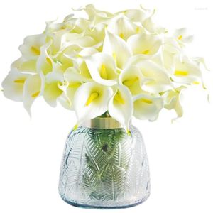 Fleurs décoratives 10 pièces qualité vraie touche Calla Lily artificielle mariage mariée Bouquet faux Floral maison Vase décor fête d'anniversaire Fvaors