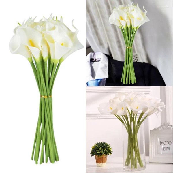 Fleurs décoratives 10pcs Real Touch Calla Lily Bouquet artificiel Heads Wedding Bridal Birthday Christmas Table Home Table Decoration