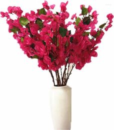 Decoratieve bloemen 10 stcs Rose rode kunstmatige bougainvillea bloem stengel 35 inch faux zijden spectabilis bloesem boomtak