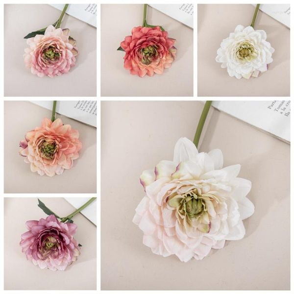 Fleurs décoratives 10 pièces/ensemble belle pivoine artificielle soie Dahlia Bouquet décor d'automne pour la maison mariage hortensia fausse fleur Table