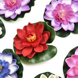 Fleurs décoratives 10 pièces/ensemble vente fleur de Lotus artificielle faux Eva en plastique flottant réaliste décor extérieur piscine plantes Simulation