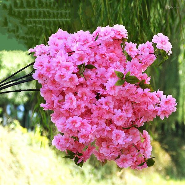 Flores decorativas 10 piezas flor de seda cerezo artificial rosa árbol blanco decoración del hogar flor primavera accesorios de boda