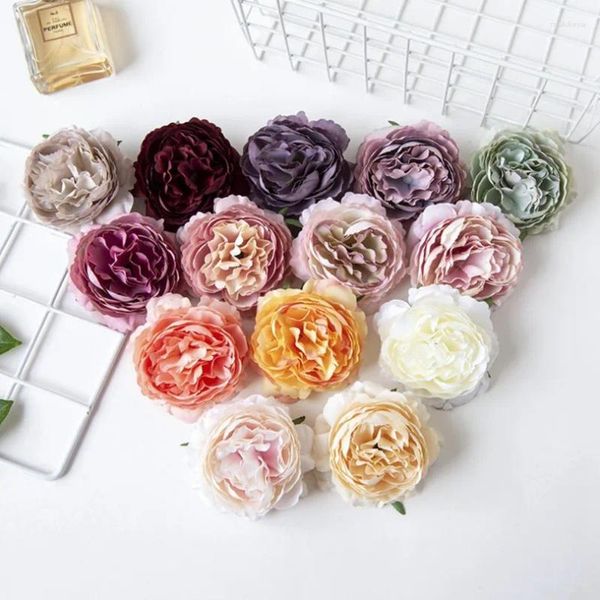 Fleurs décoratives 10pcs Silk Peony DIY MARIAGE DE MARIAGE DE NORIE