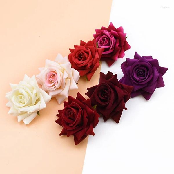 Fleurs décoratives 10pcs Silk Red Roses Accessoires Bridal Clearance Artificiel For Home Wedding Decoration DIY A CAP CADEATS BOX Scrapbook