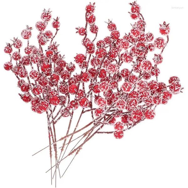 Fleurs décoratives 10pcs Simulation Bubble Crabapple Branch Décoration de Noël pour Noël Tableau de la table de fête d'arbre Ornements 2024 Année