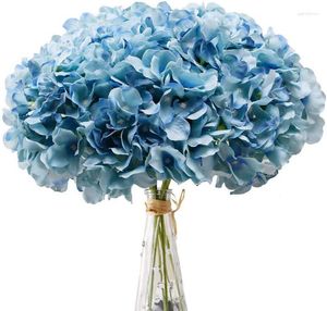 Decoratieve bloemen 10 -stcs groenblauw kunstmatige hortensia groothandel zijden hoofden met stengels voor bruiloft thuisdecoratie