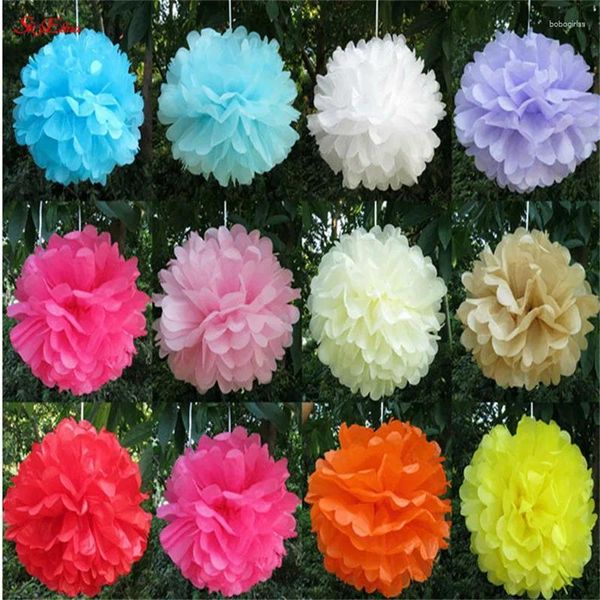 Flores decorativas 10 piezas papel de seda pompones guirnaldas de boda decoración de boda bola baby shower fiesta de cumpleaños 5z