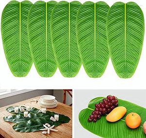 Flores decorativas 10 Uds plantas artificiales tropicales hojas mantel plátano mesa de comedor para fiesta de cumpleaños hawaiana decoración del hogar