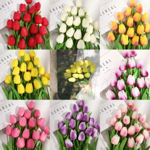 Fleurs décoratives 10 pièces tulipe artificielle en plastique bricolage Arrangement de Bouquets floraux pour la décoration de la maison de mariage