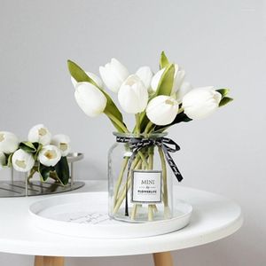 Fleurs décoratives 10pcs tulip artificiel fleur réel touche bouquet faux pour décoration de mariage à la maison décor garin