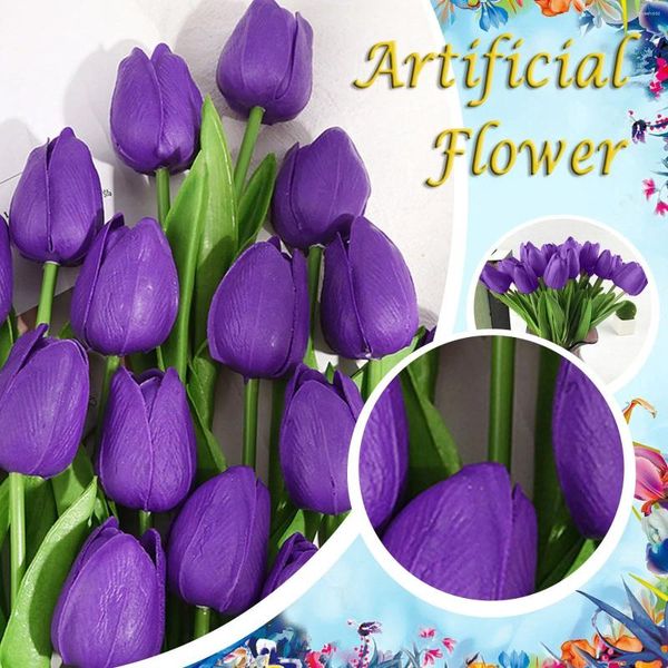 Fleurs décoratives 10 pièces tulipe fleur artificielle Bouquet maison jardin fête décoration Pe faux pour mariage 2024