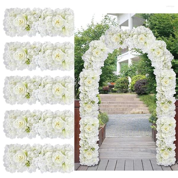 Flores decorativas 10 piezas Camino de boda citado Seda Rosa Peonía Hortensia DIY Puerta arqueada Fila de flores Ventana Estación T Decoración 50 cm