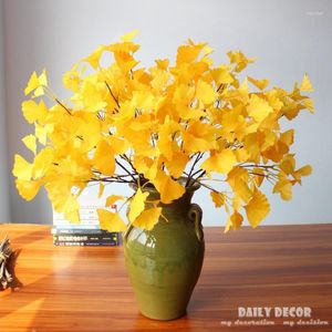 Fleurs décoratives 10 pièces ! Petites feuilles de Ginkgo artificielles au toucher réel, plantes vertes en plastique, fausses feuilles pour la maison, noël et mariage, vente en gros