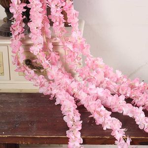 Fleurs décoratives 10 pcs Glycine Artificielle Suspendue Guirlande Vigne Rotin Faux Fleur Chaîne Soie Pour La Maison Jardin Décoration De Mariage