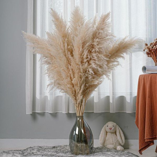 Fleurs décoratives 10 systèmes Pampas Natural Grass Grand décor - Grand Pompas Long Pompas Boho pour vase de sol Tableau de mariage