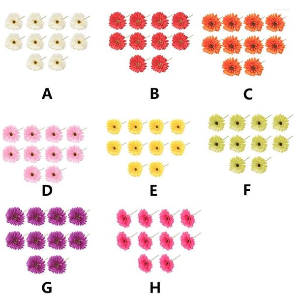 Flores decorativas 10x Merdestación en el hogar El artificial gerbera flor de tallo un solo tallo simulación realista decoración falsa verde