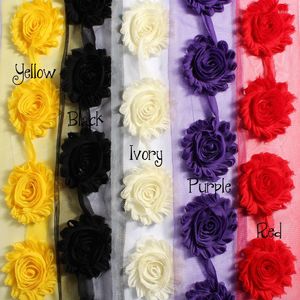 Decoratieve bloemen 10 meter 6,5 cm chique gerafelde chiffon shabby trim voor meisjes haaraccessoires bloemhoofdbanden roos