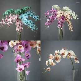 Flores decorativas 11 Cabeza DIY Artificial Fake Silk Flower Phalaenopsis Butterfly Orchid Home Decor