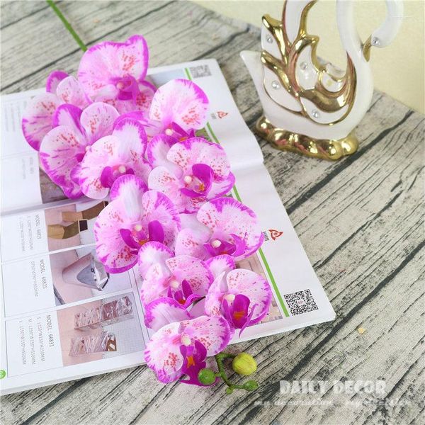 Flores decorativas 11 CABEZA TOUCHO REAL ARMA A LA Silicona Artificial Mariposa Orchid Mano de Látex Phalaenopsis de boda de látex 10 piezas