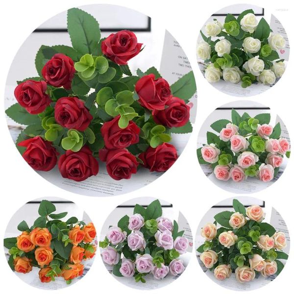 Fleurs décoratives 11 têtes 5 fourchettes françaises Petites Roses de Paris Simulation fleur maison El décoration de salle de mariage artificielle fausse