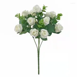 Fleurs décoratives 11 têtes fleur artificielle Rose Bouquet Eucalyptus pivoine faux Table de mariage décoration fête Vase maison ornement bricolage