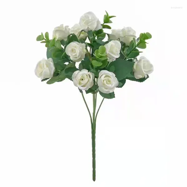 Flores decorativas 11 cabezas de flores artificiales ramo de rosas eucalipto peonía decoración de mesa de boda falsa florero de fiesta adorno para el hogar DIY