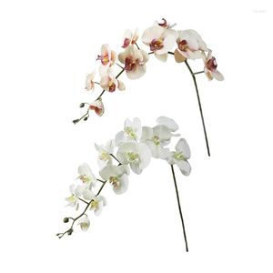 Decoratieve bloemen 11 hoofden zijden orchidee phalaenopsis diy bruiloft bloemen boeket kunstmatige planten nep home decor 110 cm 2022